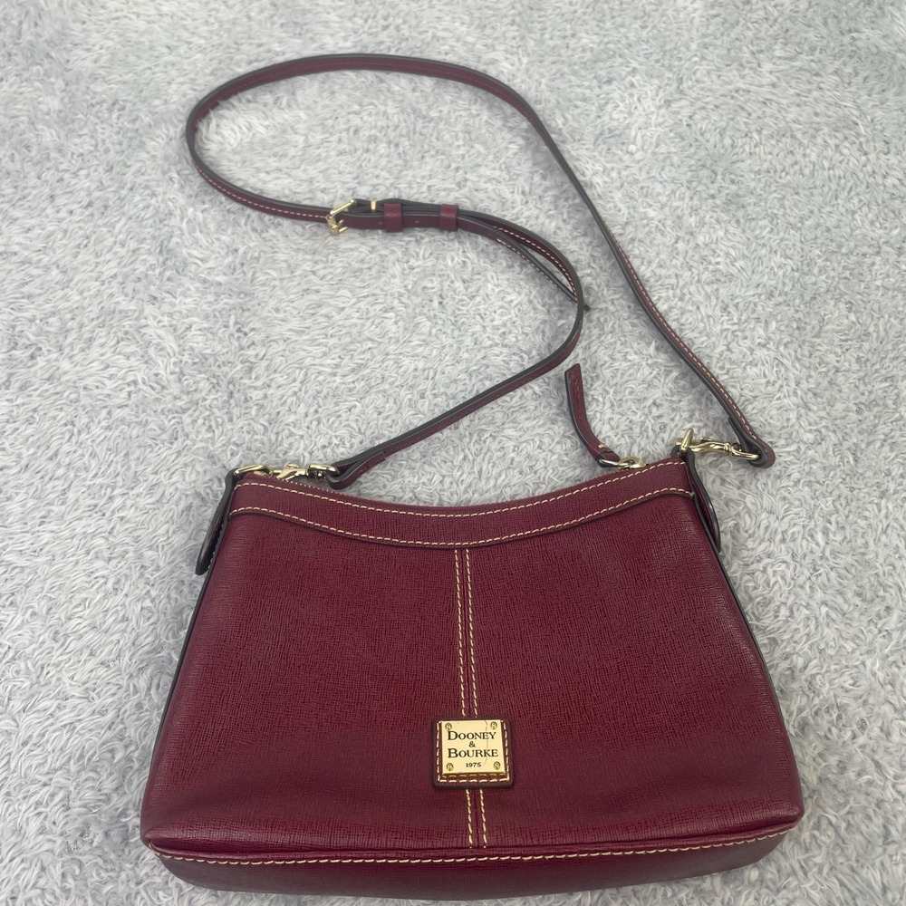Dooney & Bourke Crossbody Bag Womens Small Burgundy Saffiano Leather Bag - Picture 1 of 8
